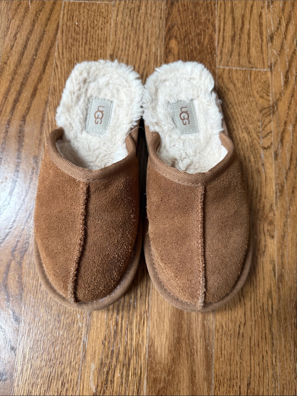UGG Kids Chestnut Brown Suede Shearling Slippers